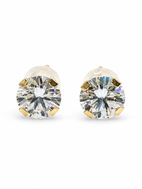 14K Gold .90 CTW 5mm Moissanite Stud Earrings D/VVS1 Hallmarked
